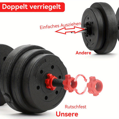Ensemble haltères et barre réglables de 30 kg – Kit de musculation 2 en 1 pour la maison