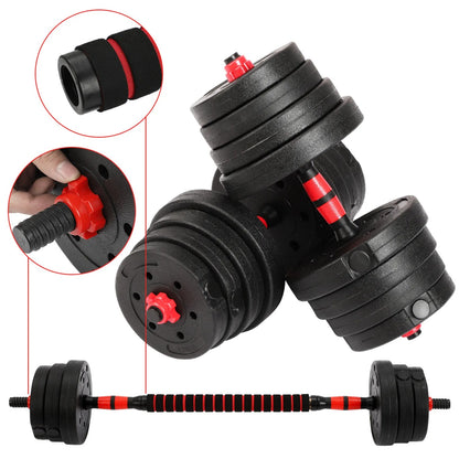 Ensemble haltères et barre réglables de 30 kg – Kit de musculation 2 en 1 pour la maison