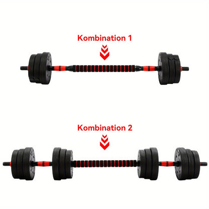 Ensemble haltères et barre réglables de 30 kg – Kit de musculation 2 en 1 pour la maison