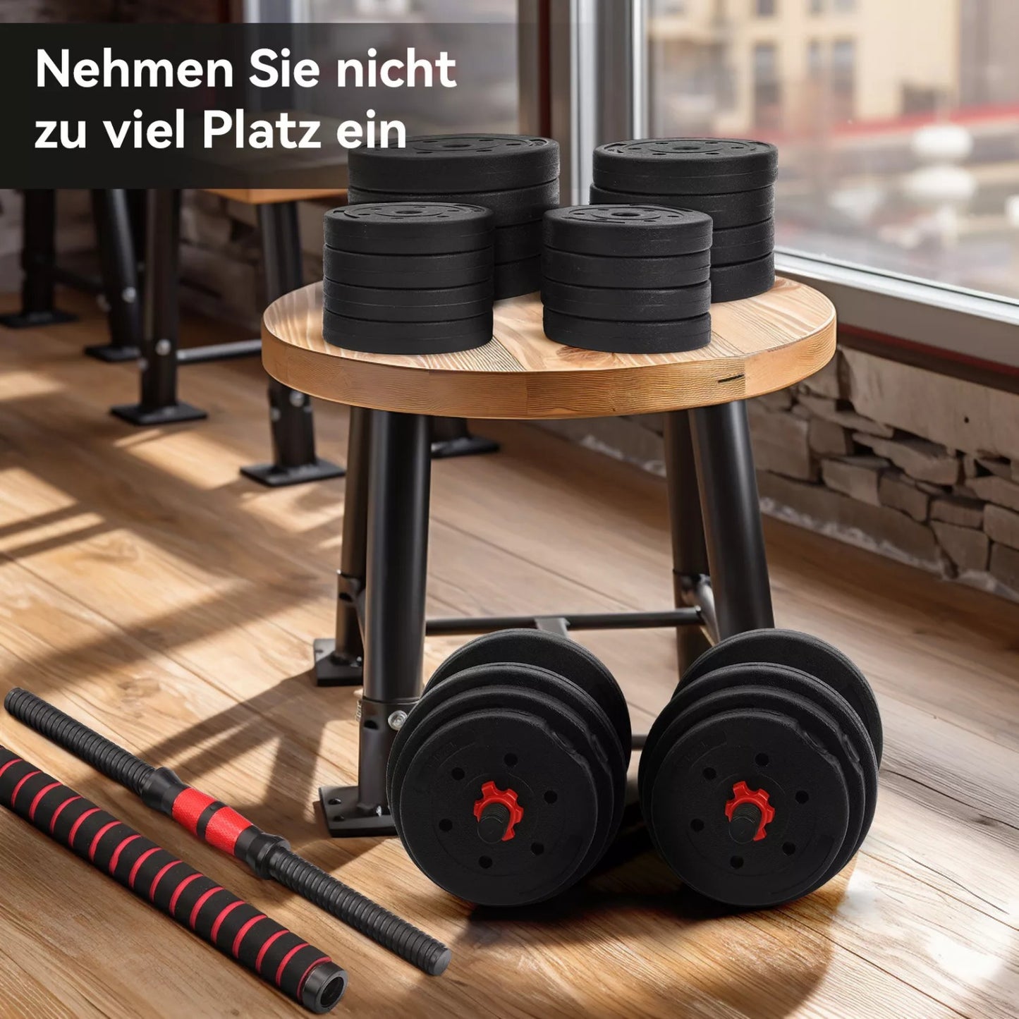 Ensemble haltères et barre réglables de 30 kg – Kit de musculation 2 en 1 pour la maison