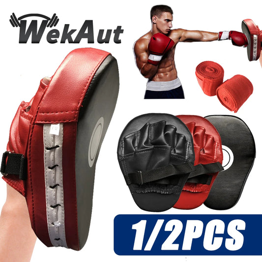 Curved Boxing Focus Mitt — PU Leather, Shock-Absorbing, Ventilated (Single / Pair)
