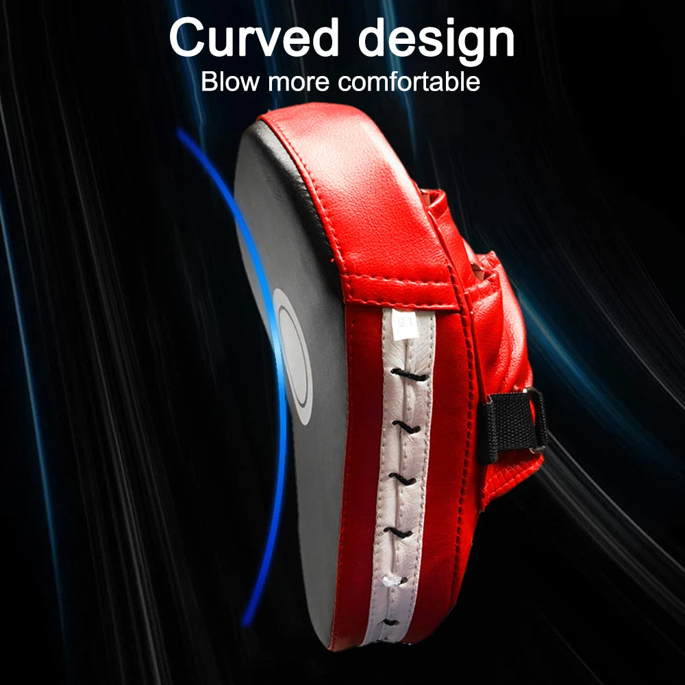 Curved Boxing Focus Mitt — PU Leather, Shock-Absorbing, Ventilated (Single / Pair)