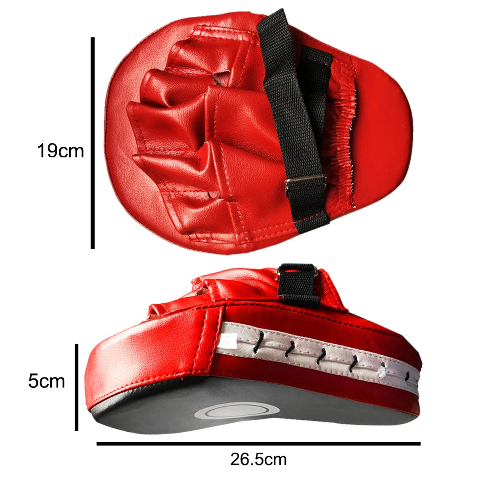 Curved Boxing Focus Mitt — PU Leather, Shock-Absorbing, Ventilated (Single / Pair)