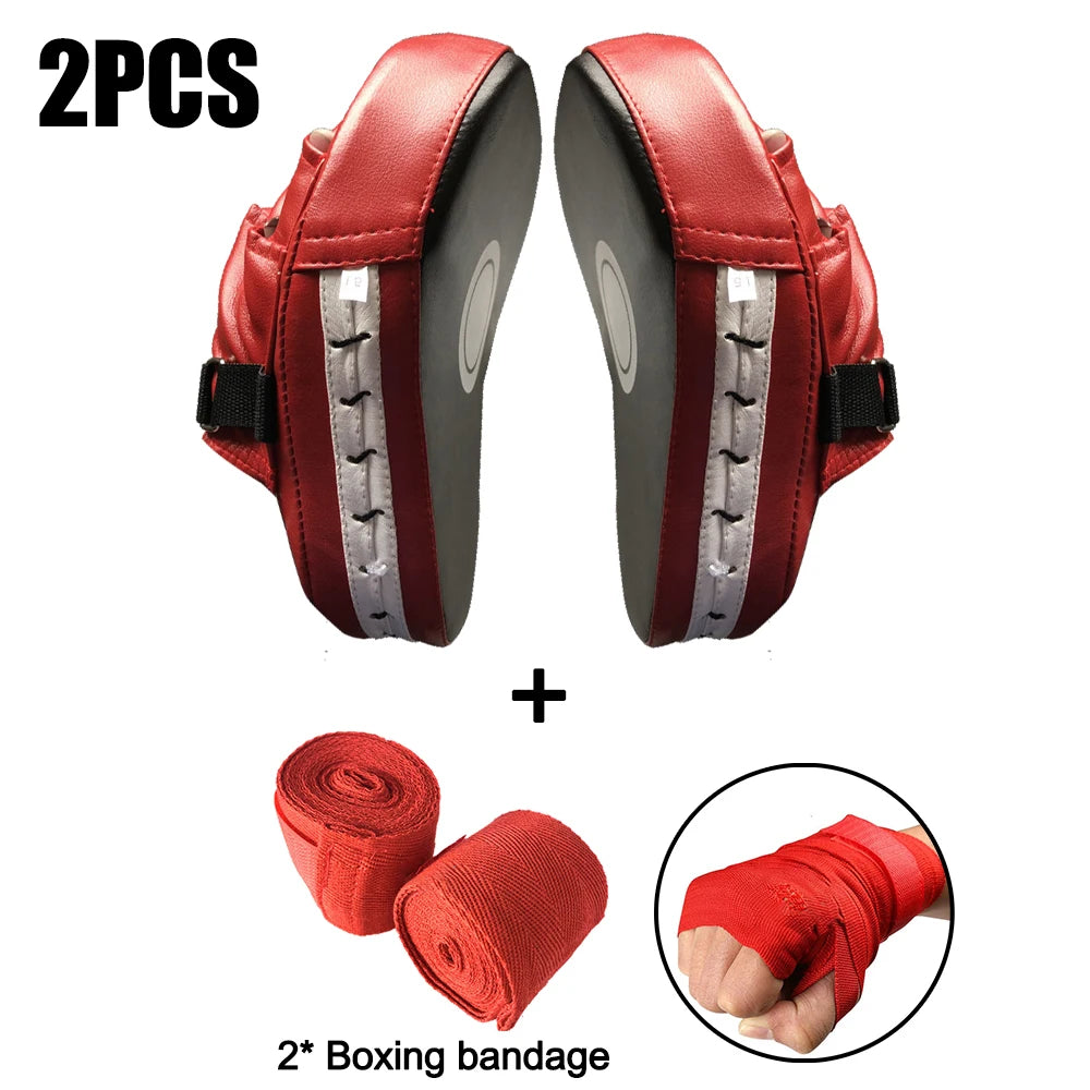 Curved Boxing Focus Mitt — PU Leather, Shock-Absorbing, Ventilated (Single / Pair)