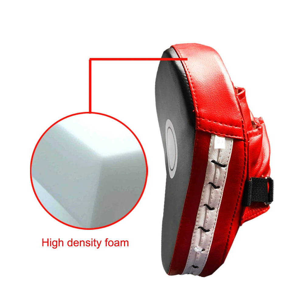 Curved Boxing Focus Mitt — PU Leather, Shock-Absorbing, Ventilated (Single / Pair)