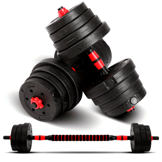Ensemble haltères et barre réglables de 30 kg – Kit de musculation 2 en 1 pour la maison